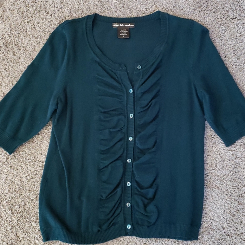 Short sleeve cardigan sweater